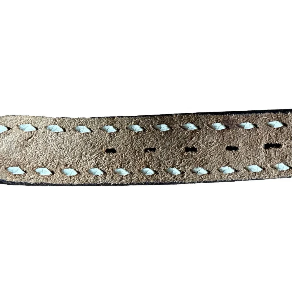 Southwest Clothiers, Inc. Leather Raw Grain Saddle Leather Belt SZ 36 Hand Laced